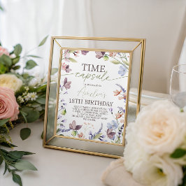 Wildflower 1st Birthday Time Capsule Sign Reclamebord Met Voetstuk