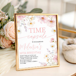 Wildflower 1st Birthday Time Capsule Sign Reclamebord Met Voetstuk