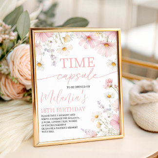 Wildflower 1st Birthday Time Capsule Sign Reclamebord Met Voetstuk