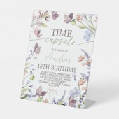 Wildflower 1st Birthday Time Capsule Sign Reclamebord Met Voetstuk (Voorkant)