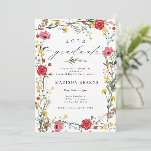 Wildflower 2024 Afstuderen Uitnodiging (Staand voorkant)