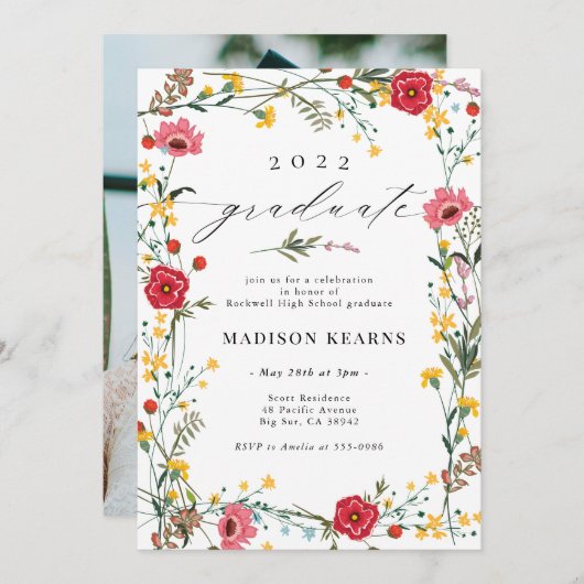 Wildflower 2024 Afstuderen Uitnodiging (Voorkant / Achterkant)