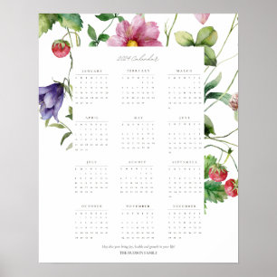 Wildflower 2024 Volledig Jaar Motivatie Kalender Poster