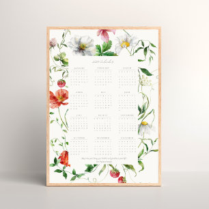 Wildflower 2024 Volledig Jaar Motivatie Kalender Poster