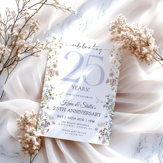 Wildflower 25e verjaardag kaart