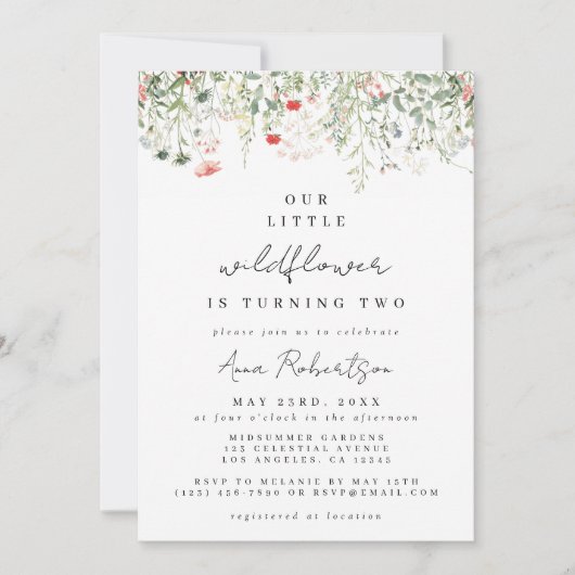Wildflower 2e verjaardag kaart (Voorkant)