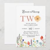 Wildflower 2e verjaardagsuitnodiging, botanische 2 kaart (Voorkant / Achterkant)