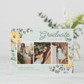 Wildflower 3 foto meisje middelbare school Afstude Aankondiging (Staand voorkant)