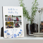 Wildflower 4 Fotocollage Floral Moederdag Fotoplaat<br><div class="desc">Moederdag-fotodisplay gepersonaliseerd met 4 van uw favorieten - of u kunt de personalisatie voor iedereen en elke gelegenheid eenvoudig aanpassen. Uw foto's worden weergegeven in een fotocollage van horizontale afgeronde rechthoeken. Het ontwerp heeft een bloemrand van blauwe wilde bloemen en handgeschreven tekst.</div>