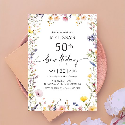 Wildflower 50ste verjaardag uitnodiging