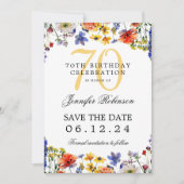Wildflower 70 Verjaardagsfeest Save Datum Details Kaart (Voorkant)