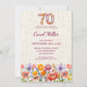 Wildflower 70th Birthday Party - Floral Number Kaart (Voorkant)