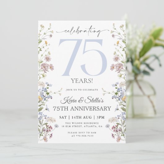 Wildflower 75e Jubileum Kaart (Staand voorkant)