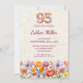 Wildflower 95th Birthday Party - Floral Number Kaart (Voorkant)