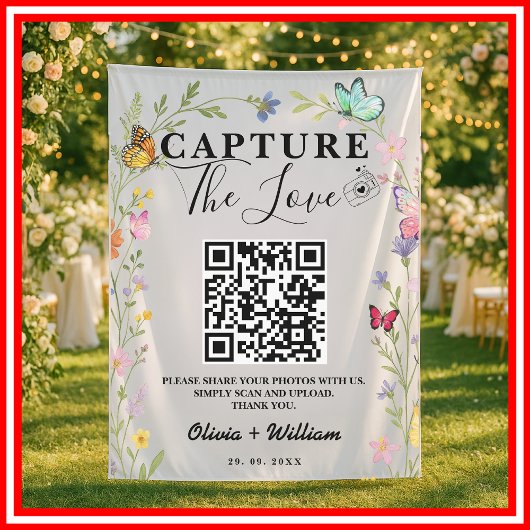 Wildflower Aandenken | 'Leg de Liefde Vast' QR Cod Wandkleed