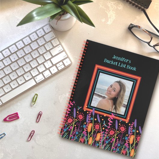 Wildflower Aangepaste fotonaam Datum Bucket List Notitieboek