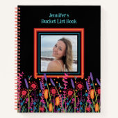 Wildflower Aangepaste fotonaam Datum Bucket List Notitieboek (Voorkant)