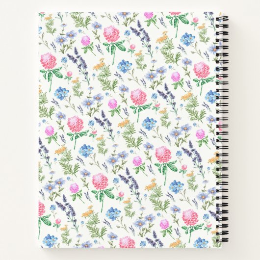 Wildflower Aangepaste Naam Bloemen Notitieboek (Achterkant)