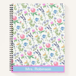 Wildflower Aangepaste Naam Bloemen Notitieboek