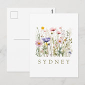 Wildflower aangepaste naam briefkaart (Voorkant / Achterkant)