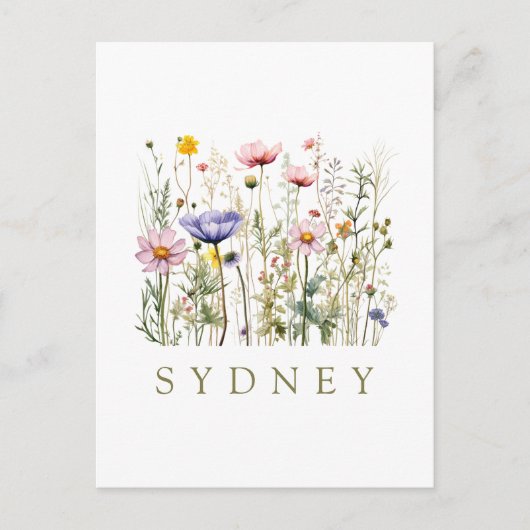 Wildflower aangepaste naam briefkaart (Voorkant)