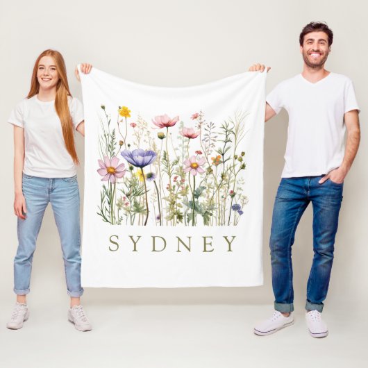Wildflower aangepaste naam fleece deken (In situ)