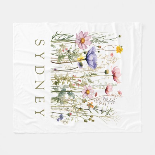 Wildflower aangepaste naam fleece deken (Voorkant (Horizontaal))