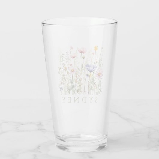 Wildflower aangepaste naam glas (Achterkant)