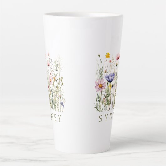 Wildflower aangepaste naam latte mok (Voorkant)