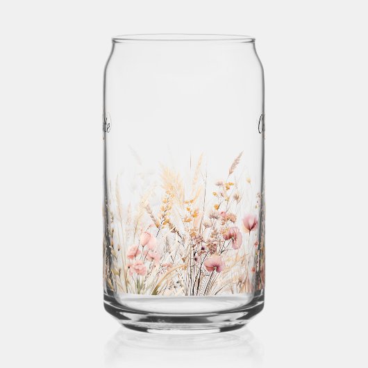 Wildflower aangepaste naam script monogram initial blikvorm glas (Links)