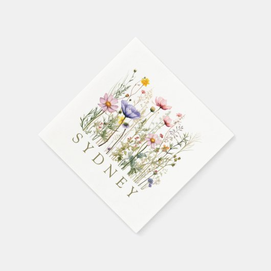 Wildflower aangepaste naam servet (Hoek)