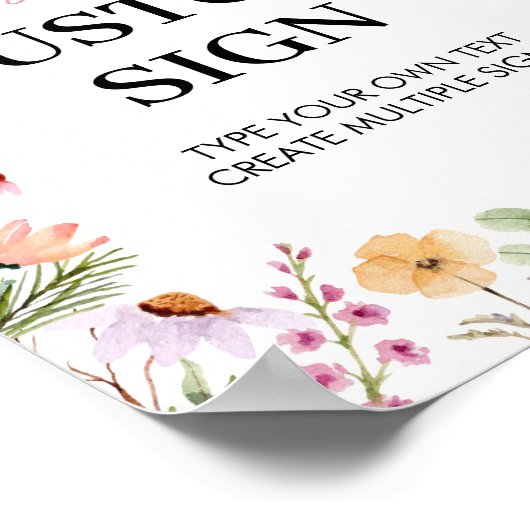 Wildflower aangepaste tabel teken poster (Hoek)