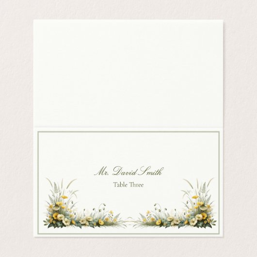 Wildflower Aangepaste Tabelnummertenten Kaart (Buitenkant ongevouwen)