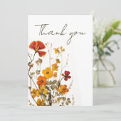 Wildflower aangepaste tekst rood geel vrouwelijk bedankkaart (Staand voorkant)