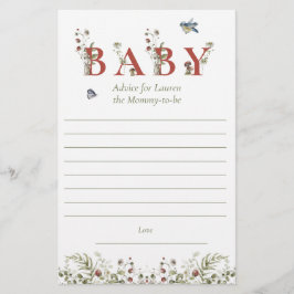 Wildflower Aardbei Baby shower Ouderadvies Flyer