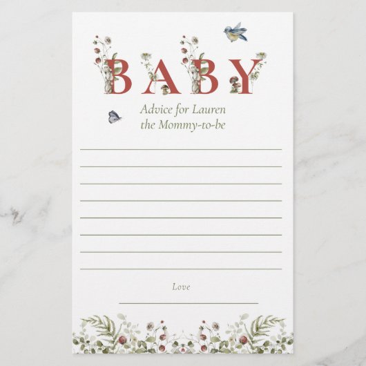 Wildflower Aardbei Baby shower Ouderadvies Flyer (Voorkant)