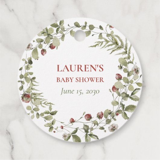 Wildflower Aardbei Summer Dank u Baby shower Bedankjes Labels (Achterkant)
