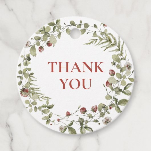 Wildflower Aardbei Summer Dank u Baby shower Bedankjes Labels (Voorkant)