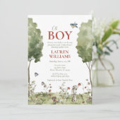 Wildflower Aardbei Zomer Oh Boy Baby shower Kaart (Staand voorkant)