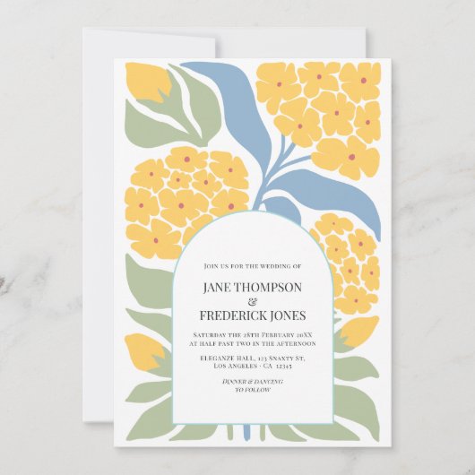 Wildflower Abstract Floral Modern Spring Wedding Kaart (Voorkant)