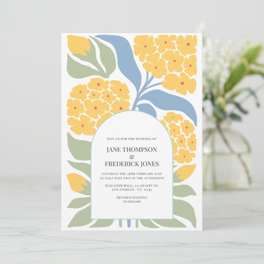 Wildflower Abstract Floral Modern Spring Wedding Kaart (Staand voorkant)