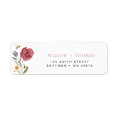 Wildflower Adreslabel Bloemen Roze Boho Bloemen Etiket (Voorkant)