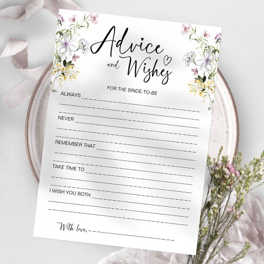Wildflower advies en wensen voor de bruid Kaart