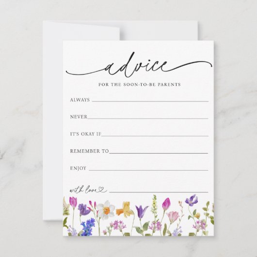 Wildflower Advies voor de Ouders Baby shower Kaart (Voorkant)
