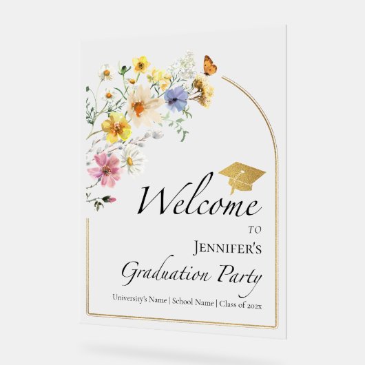 Wildflower Afstudeerfeest Acryl Welkomstbord Acryl Bord (Hoek)