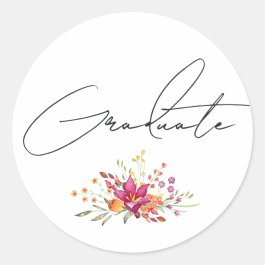 Wildflower Afstudeerfeest Ronde Sticker (Voorkant)