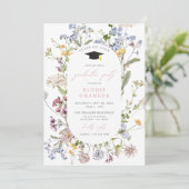 Wildflower Afstudeerfeest Uitnodiging Meisje Boho (Staand voorkant)
