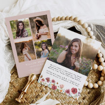 Wildflower Afstuderen Aankondiging Meisje 5 Foto's