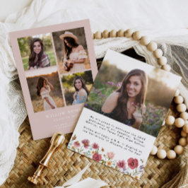 Wildflower Afstuderen Aankondiging Meisje 5 Foto's