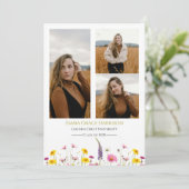 Wildflower Afstuderen Aankondiging met Foto's (Staand voorkant)